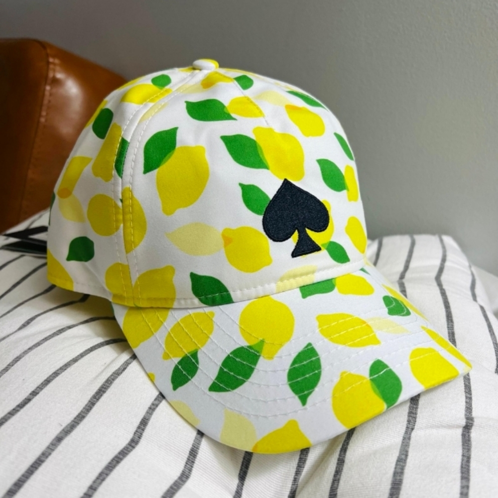 🍋Kate Spade Lemon Toss Baseball Cap Polyester & Cotton Embroidered Logo NWT